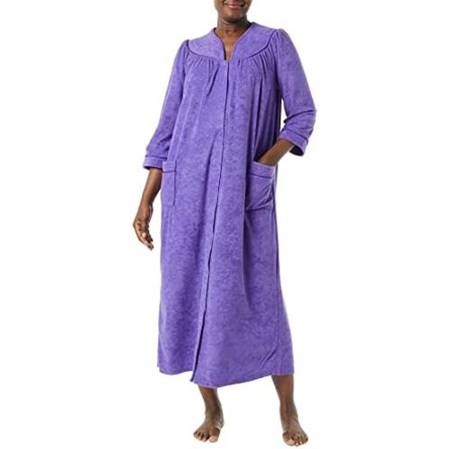AmeriMark Women Full-Length Snap Front Terrycloth Long Bathrobe