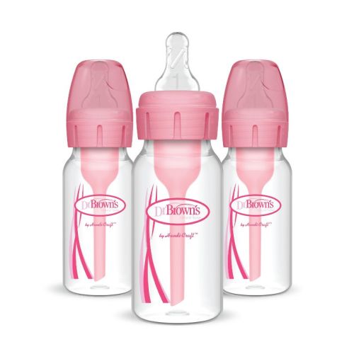 Dr. Brown's 4oz Anti-colic Options+ Narrow Baby Bottle With Level 1 Slow Flow Nipple - 3pk - Pink - 0m+