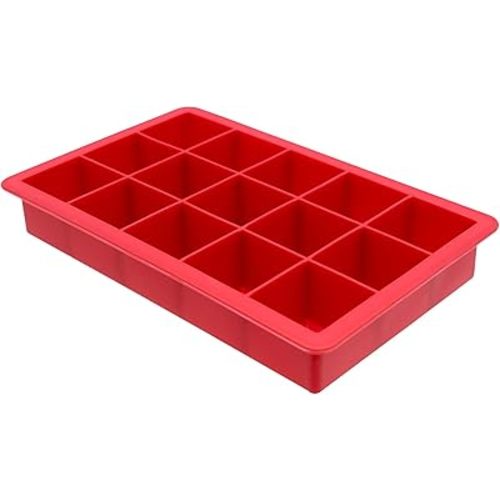 Starfrit Silicone Ice Cube Tray - 15 Large 1.4" (3.5cm) Cubes - Flexible Silicone for Quick Release - BPA-Free - Dishwasher Safe - Light Grey