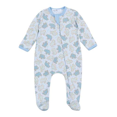 Magnolia Baby Animal Crackers Zipper Footie Light Blue
