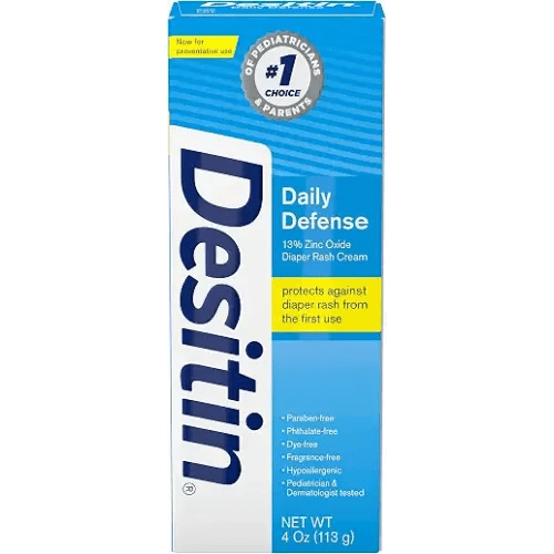 Desitin Daily Defense Baby Diaper Rash Cream with Zinc Oxide to Treat, Relieve & Prevent diaper rash, Hypoallergenic, Dye-, Phthalate- & Paraben-Free, 4 oz