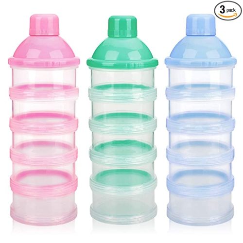 Accmor Formula Dispenser On The Go, 5 Compartments Stackable Formula Container for Travel, Baby Milk Powder Kids Snack Container, BPA Free