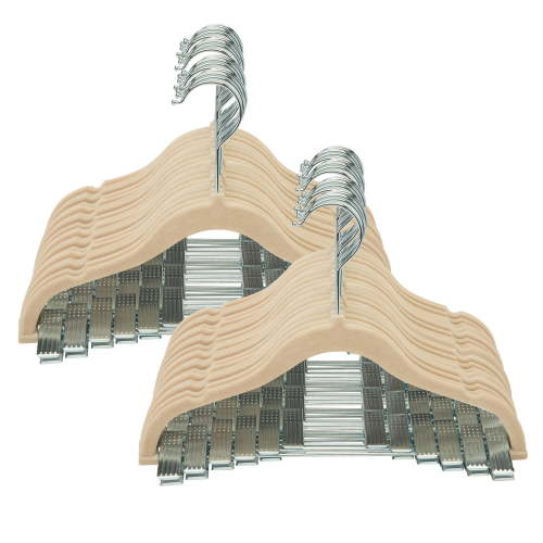 Simplify 60 Pack Children's Velvet Hangers in Ivory