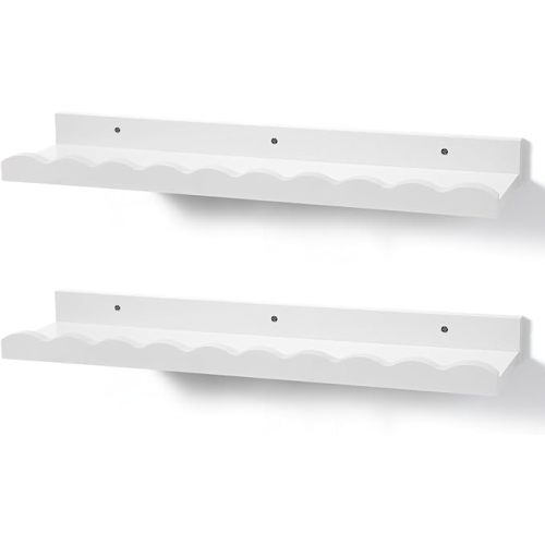 Suzile 2 Pcs Scalloped Shelves Wall Floating Shelves Set for Room, Bathroom, Bedroom, Cute Room Decor Aesthetic and Books, Toys, Photo Frames Storage(23",White)