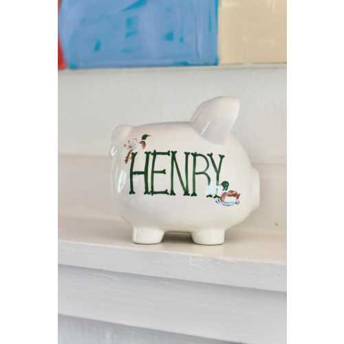 Hand Painted Woodland Mallard Piggy Bank with Name