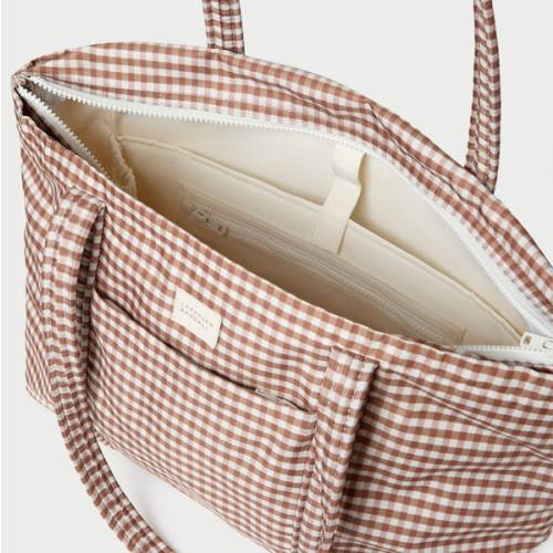 Mira Brown Gingham Everyday Tote | Totes | Handbags