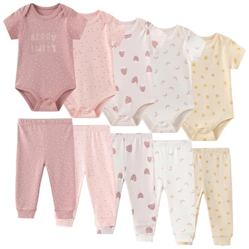 JELYLOVE Unisex Baby Boy Girl Pants Sets 10 pack Cotton Casual New born Clothes Comfort Infant Outfit