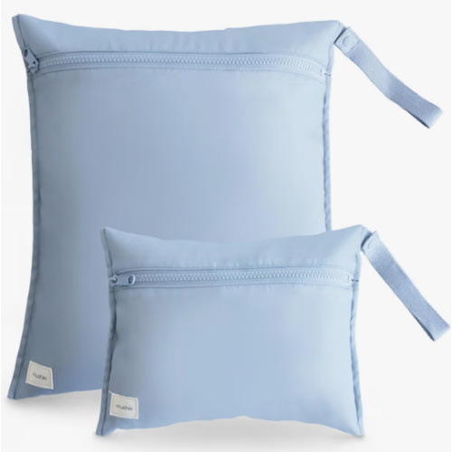 mushie Water Resistant Wet Bags | Large & Small Reusable Storage Bag for Baby Items and Travel | Zippered Pockets with Handle | Machine Washable, Set of 2 (Tradewinds)