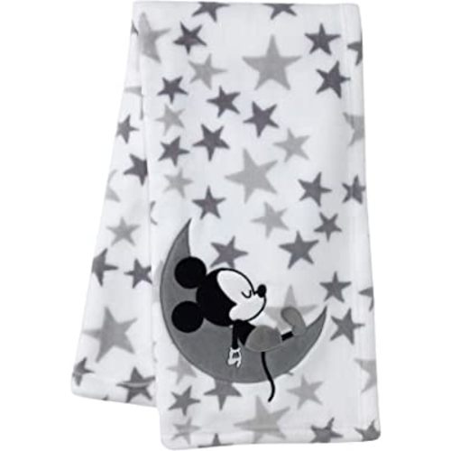 Lambs & Ivy Mickey Mouse Baby Blanket, White , 30x40 Inch (Pack of 1)