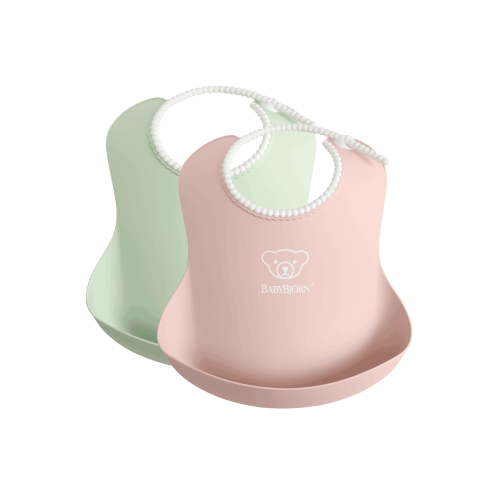 Baby Bib, 2-pack: Powder Green/ Powder Pink