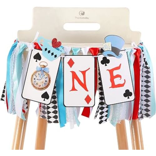 Alice in Wonderland One High Chair Banner - Wonderland Birthday Party Decorations for Girl's 1st Birthday
