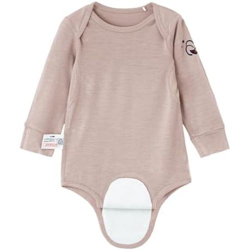 kaiya baby Long Sleeve Baby Bodysuit – Merino Wool ＆Rayon Made From Bamboo Material, with SnoozySea Hook-and-Loop Closure