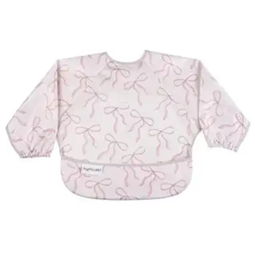 Tiny Twinkle Long Sleeve Bib for Babies & Toddlers | Waterproof Smock Bib for Eating | Machine Washable & Mess-Proof Feeding Essentials | Newborn Shower Gift (Bows, Small 6-24 Months)