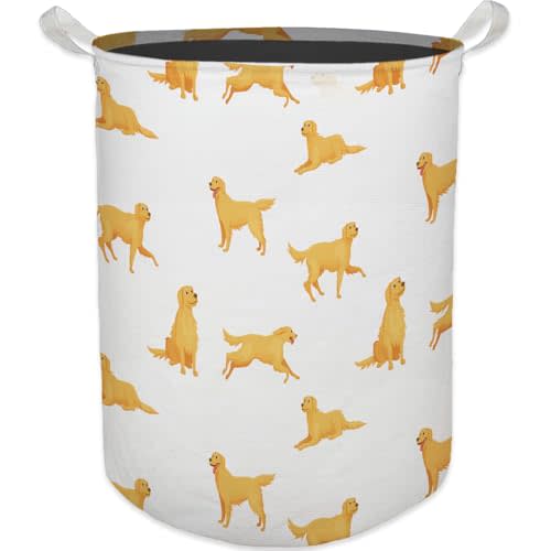 Golden Retriever Dog Laundry Basket, Toybox for Boys Girls, Golden Retriever Laundry Basket Hamper Waterproof Collapsible Clothes Toys Storage Bin Organizer for Bedroom Bathroom Kids Room Dorm