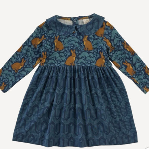 Kate Quinn long sleeve peter pan dress | fantastical rabbit | light weight bamboo