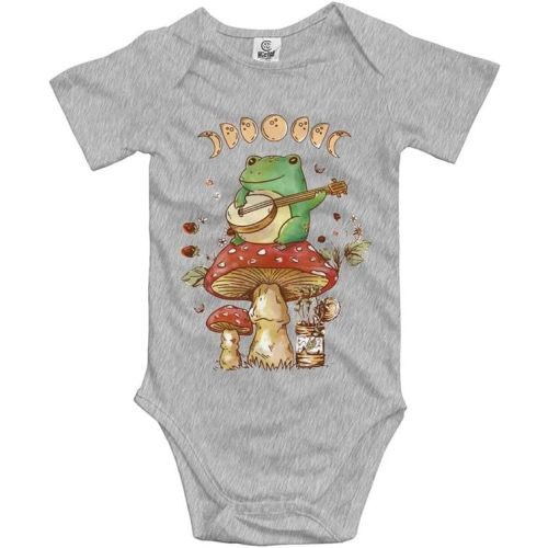 Mushroom Frog Banjo Baby Bodysuit Romper Unisex Short Sleeve Onesie