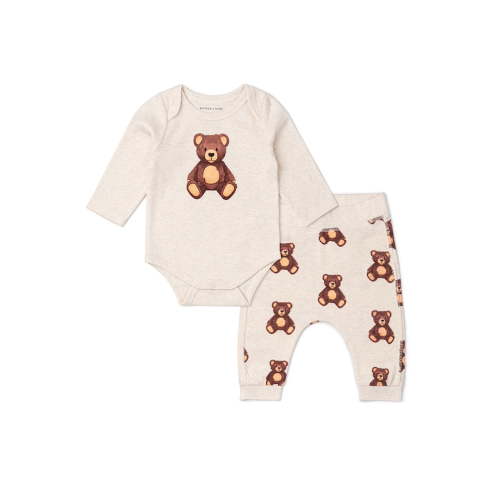 M+A by Monica + Andy Organic Cotton Gender Neutral First Moves Bodysuit + Groove Pant Set, Sizes Newborn -24 Months