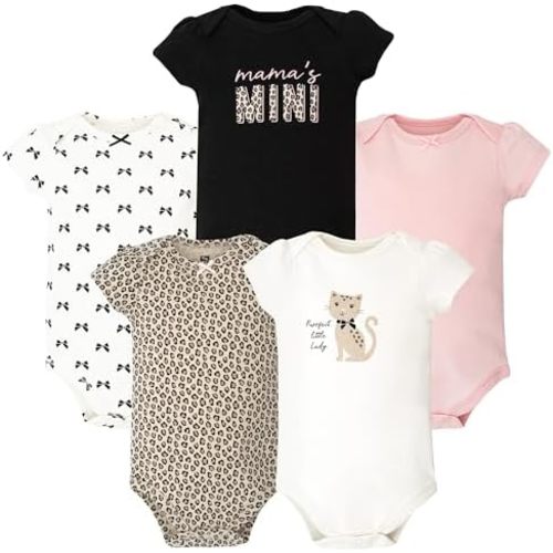 Hudson Baby Infant Girls Cotton Bodysuits 5-Pack