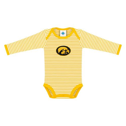 Creative Knitwear College Baby Striped Long Sleeve Bodysuit - Team Logo, Multiple Colors, Unisex (0-12 Months)