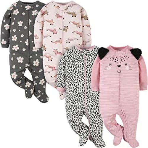 Gerber baby-girls 4 Pack Sleep 'N Play Footie