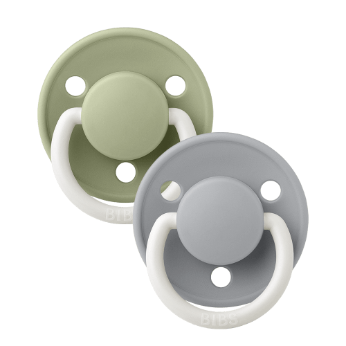 De Lux GLOW Pacifiers 2 Pack - Sage/Cloud – Bibsworld store US