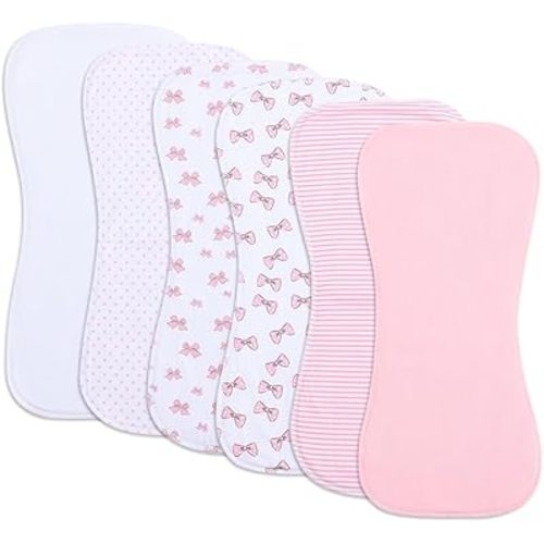 6 Pack Cotton Baby Burp Cloths Extra Absorbent Soft for Baby Boys and Girls