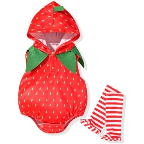 Aalizzwell Infant Baby Halloween Clothes Fruit Hooded Romper Bodysuit Outfit
