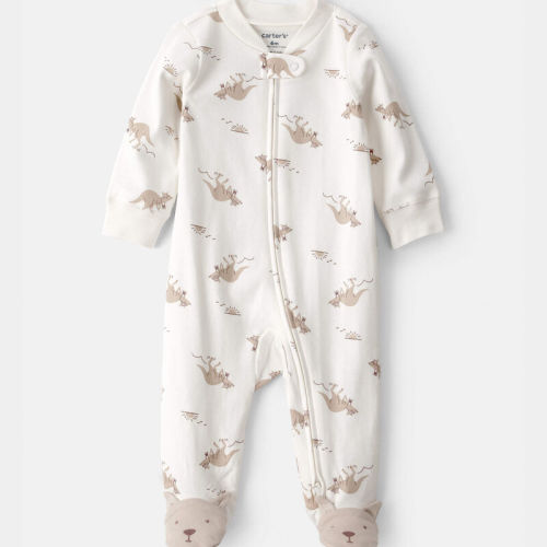 Baby Kangaroo 2-Way Zip 100% Cotton Sleeper - Cream | Carter’s Oshkosh Canada