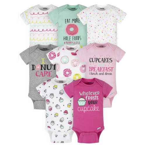 Onesies Brand Baby Girl Short Sleeve Onesies Bodysuits, 8-Pack, Sizes Newborn-12M