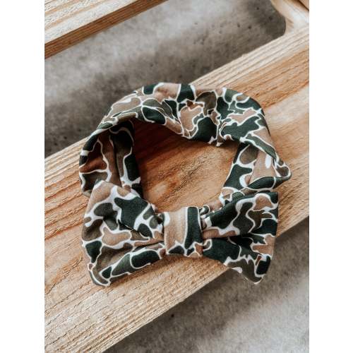 Infant Headband Bow in Old School Camo