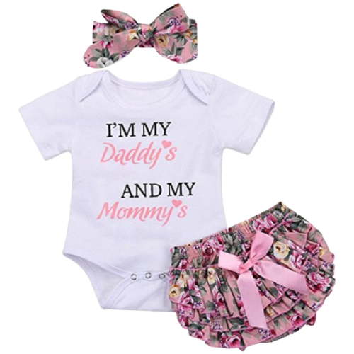 YOUSNH Outfit for Kids Baby Girl Set Clothes Tops Jumpsuit Onesie Onesie + Pants + Bandana Set for 0 to 18 Months Babies Clothing Set White 3-6 Months - Walmart.ca