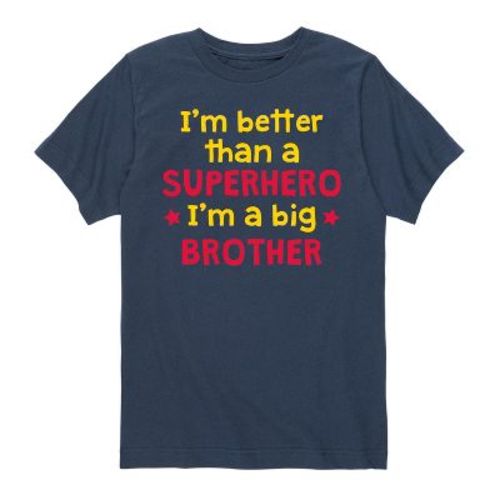 Boys' Instant Message Better Than A Superhero Big Brother Short Sleeve Graphic T-Shirt - Navy - Small