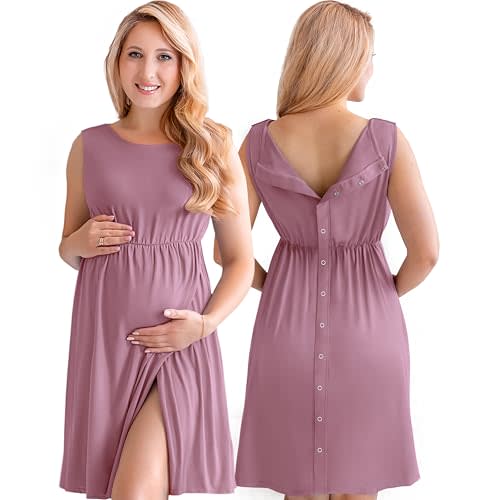 ECO BABY Made With Love 3-in-1 Labor and Delivery Gown for Hospital, Nursing Nightgown, Maternity Dress for Breastfeeding