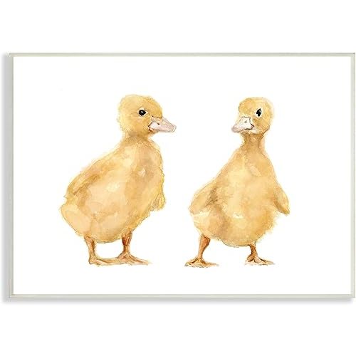 Stupell Industries Yellow Duckling Pair Watercolor Portrait Children's Nursery Animals, Design by Fox Hollow Studios