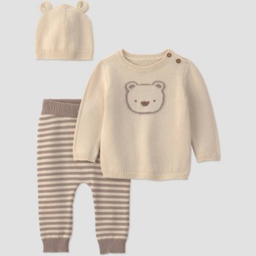 Carter's Just One You® Baby Boys' 2pc Long Sleeve Bear Sweater and Pants Set - Ivory 3M