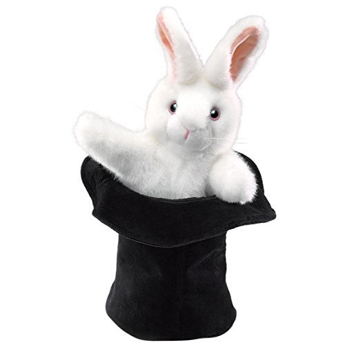 Folkmanis Rabbit In Hat Hand Puppet Black, White, Pink, 1 EA