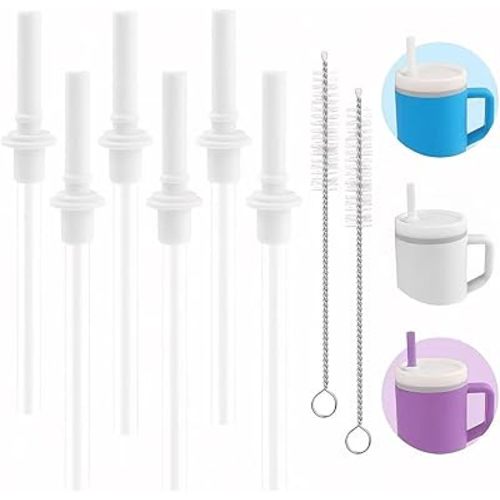 Joshey 6PCS Replacement Straws and Bite Value Compatible with Infantino My First Tumbler Kids 9 oz, Spill-Proof Silicone Replacement Lid Straw Parts (White)