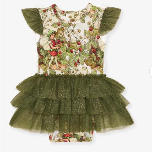 Fairy Green Long Sleeve Strawberry Fairy Tulle Bodysuit Dress | Posh Peanut®