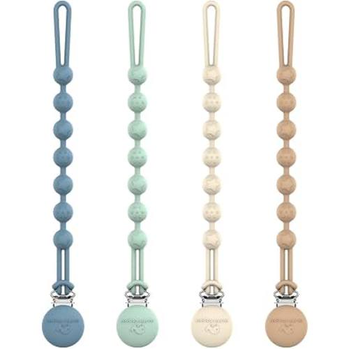 Amazon.com: Cuddle Campus Silicone Pacifier Clip Holder with One Piece Design,Soft Flexible Binky Clips with Texture for Baby Boy and Girl Pack of 4 (6m+)