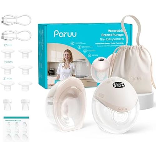 Paruu P21 Wearable Electric Breast Pump, 2 Pack, Nude