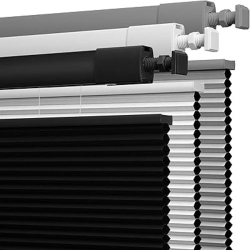 Boolegon No Drill No Tools Cellular Shades Top Down Bottom Up Honeycomb Blinds Blackout Cordless Window Blinds Easy to Install Cellular Shade for Windows,Blackout-Black,36" W x 36" H