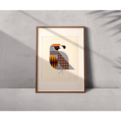 Gambel's Quail Art Print: Modern Geometric Bird Poster