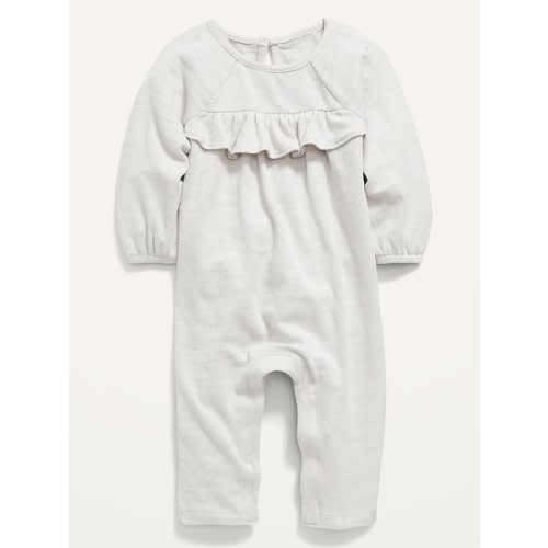 Cozy Long-Sleeve Ruffle-Trim Romper for Baby