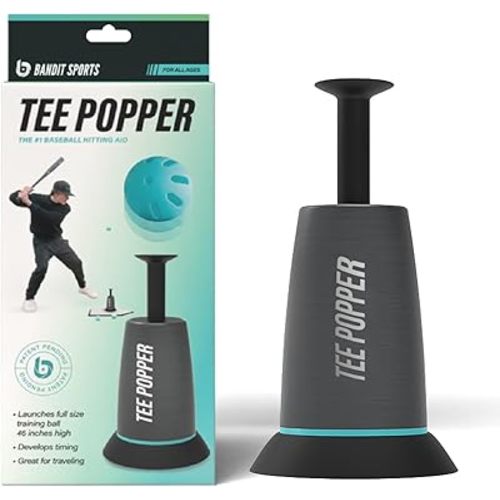 Bandit Sports Tee Popper, Durable Nylon Strength for Long-Lasting Hitting, Batting Tee for Perfect Swings, Baseball Training for Practicing Hitting Without a Pitcher (Ball not Included)