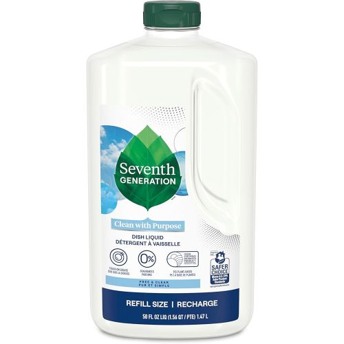 Seventh Generation Hand Dish Wash Refill, Free & Clear, Tough on Grease, 50 Fl. Oz.
