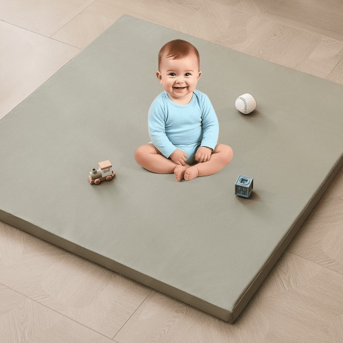 Teler Leather Baby Play Mat, 1.3" Thick Leather Crawling Mat, Cushioned & Waterproof Soft Playmat for Toddlers, Infants, 50" x 50", Gray