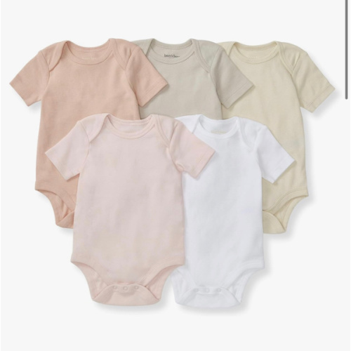 Burt's Bees Baby Unisex Bodysuits, Short Sleeve Organic Sleepwear, 5-Pack