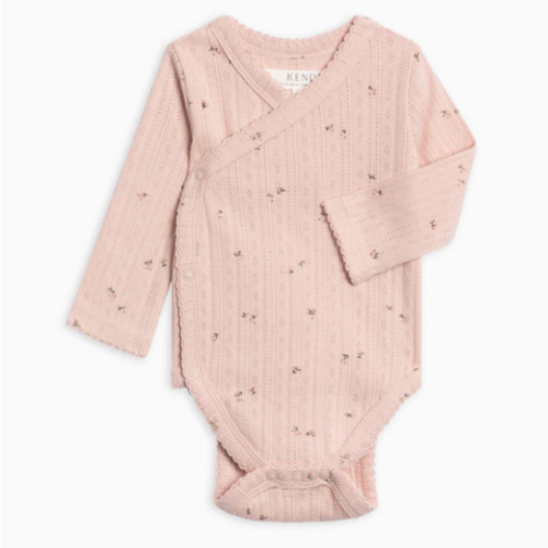 Hilda Brushed Back Pointelle Long Sleeve Kimono Bodysuit