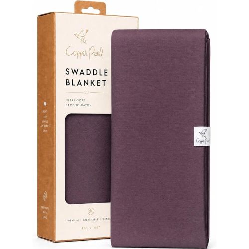 Copper Pearl Swaddle Blankets for Newborns | Soft Stretchy Receiving Blankets for Boys and Girls | Large 46 x 46 Inch Baby Blankets | Lightweight and Breathable Swaddles | Plum