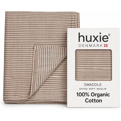 Baby Swaddle – Organic Cotton Muslin Baby Swaddles for Newborns 47” x 47” (Natural Stripe)